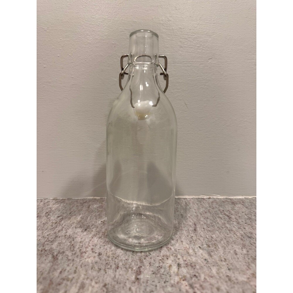 Clear Glass Swing Top Bottle with Airtight Wire Flip Closure - Carafe / Decanter
